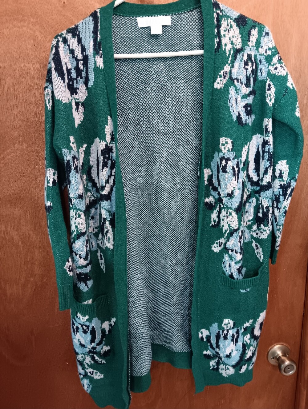 Bunulu Emerald Floral Open-Front Women's Cardigan Sweater